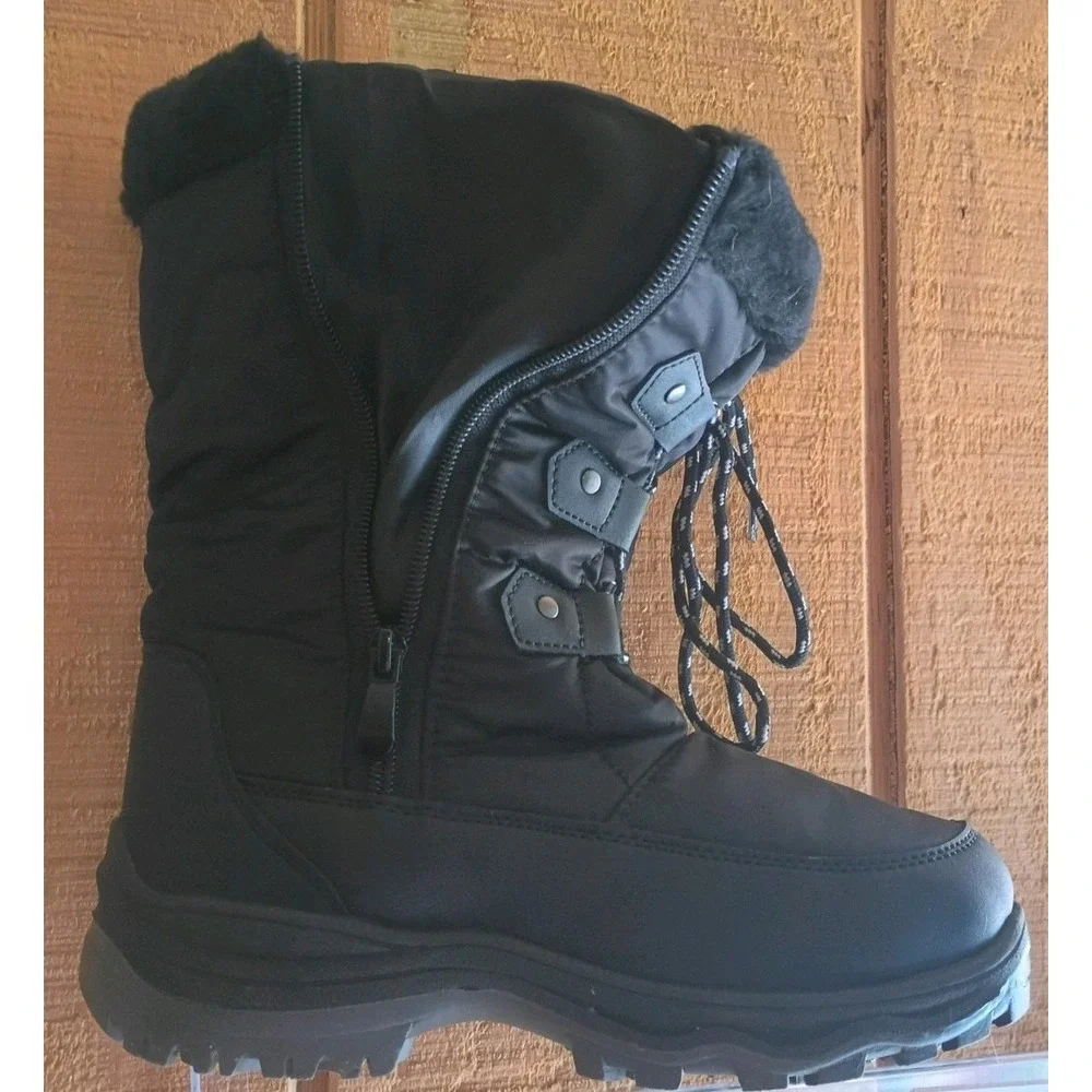 Dream Pairs Nordic Women's Black‎ Mid-Calf Snow Boots Faux Fur Lined US 5